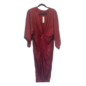Baltic Born Dress Day Midi Sequin Burgundy Red Dress Size Large Party Dress